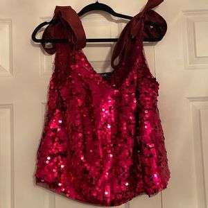 Pink sequin gorgeous bow top